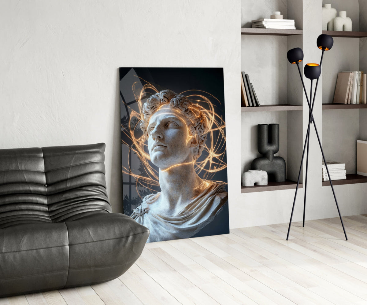 The Shining Mind of Aurelius Glass Wall Art || Designer Collection