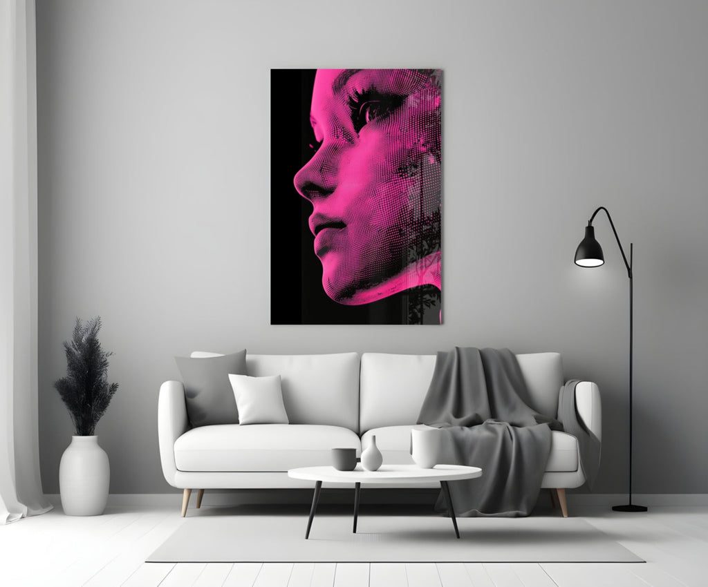 Pink with Dots Glass Wall Art || Designer Collection