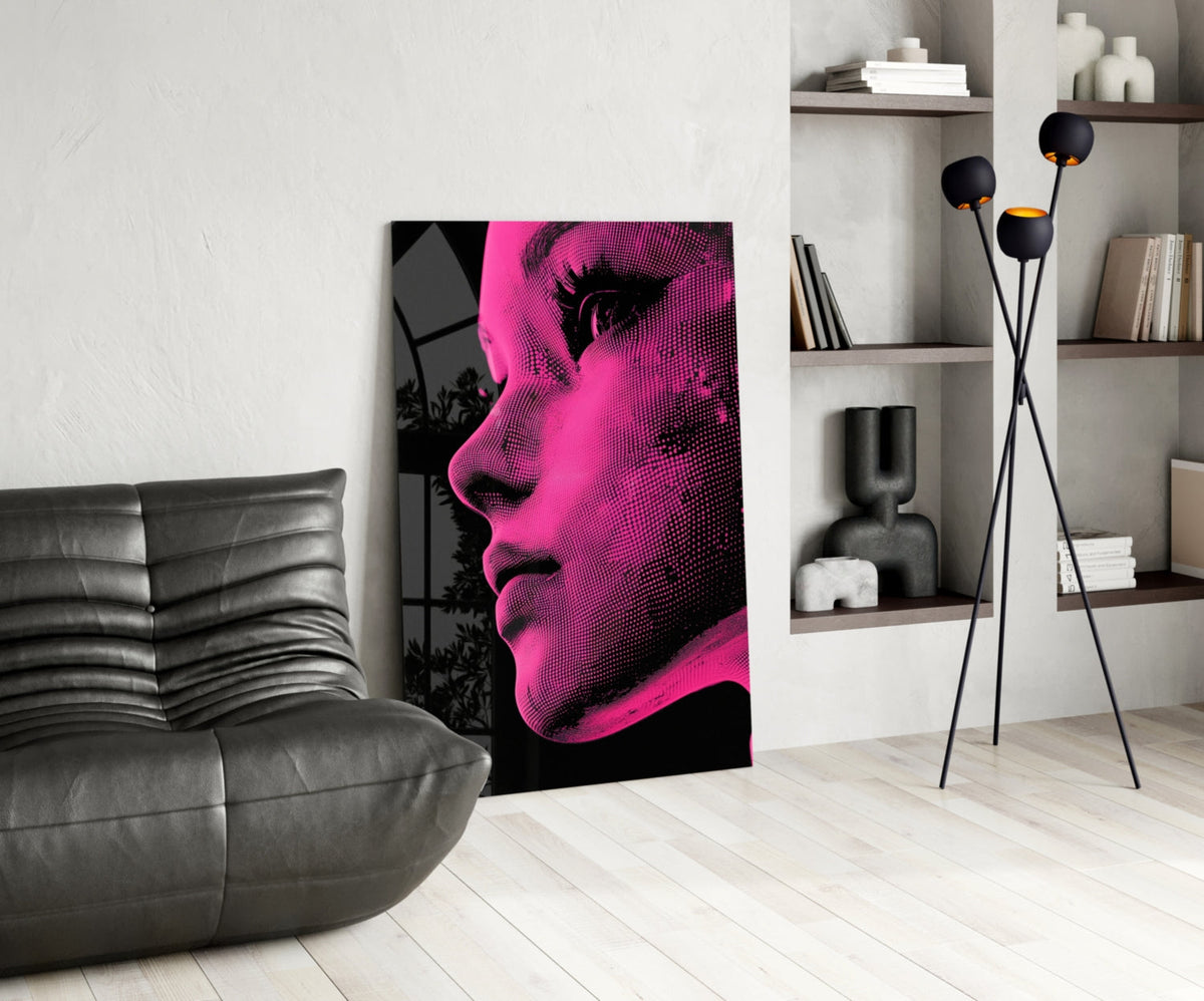 Pink with Dots Glass Wall Art || Designer Collection