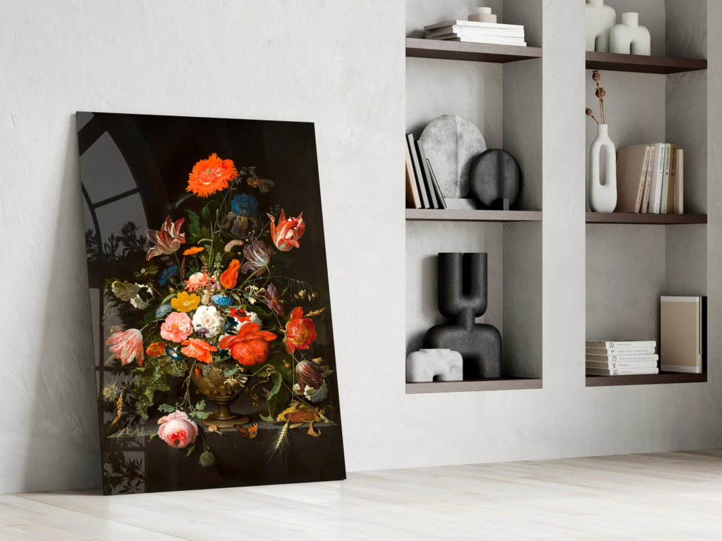 The Wealth in the Vase Glass Wall Art || Designer Collection