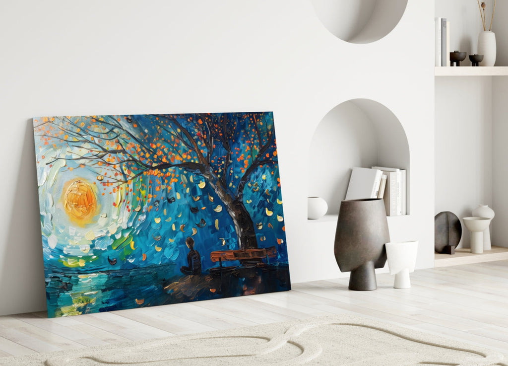 Solitude and Peace Glass Wall Art || Designer Collection