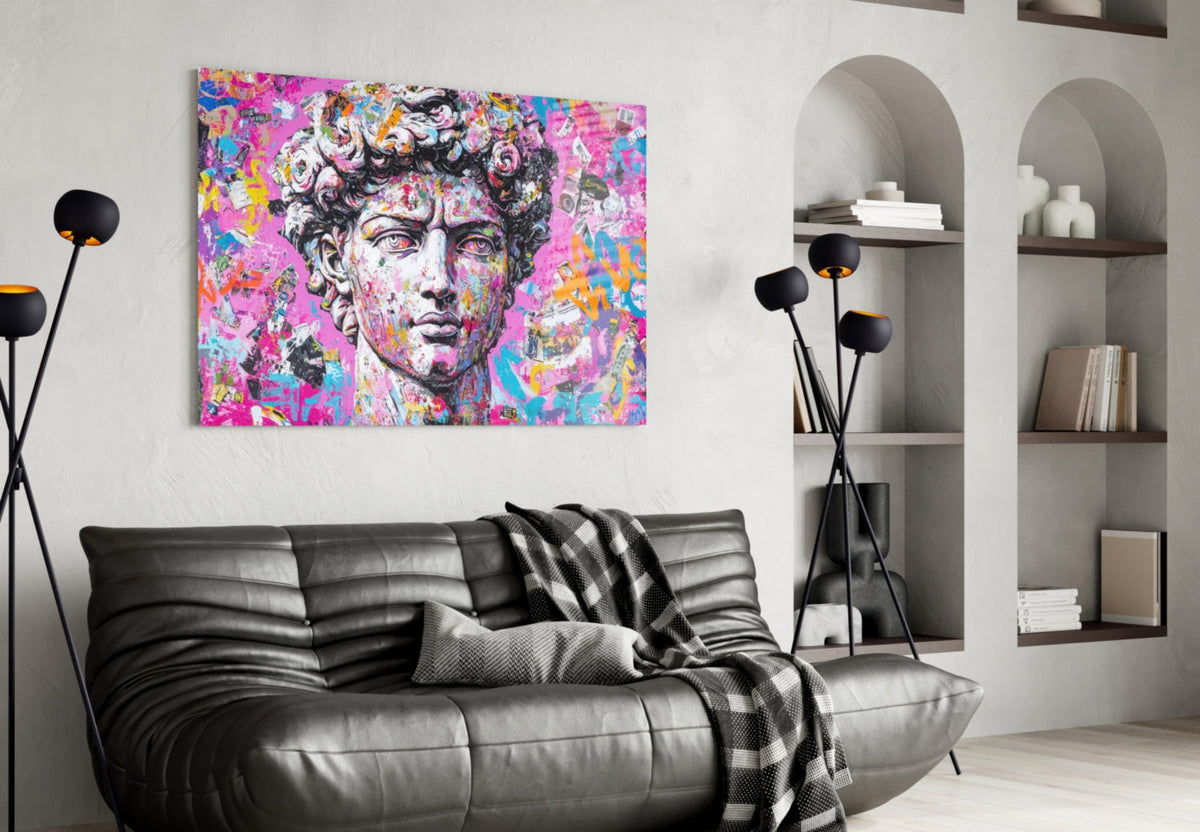Graffiti David Glass Wall Art || Designer Collection