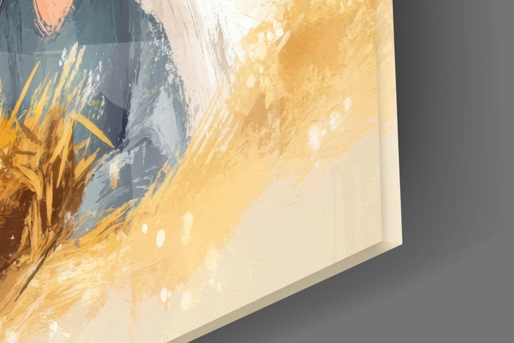 Little Holy Family Glass Wall Art || Designer Collection