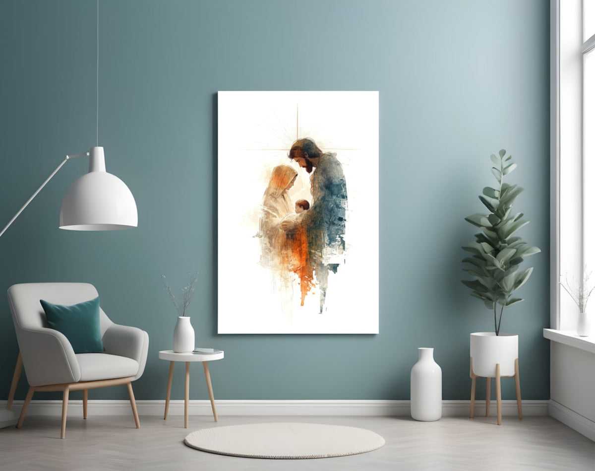 Holy Family Glass Wall Art || Designer Collection