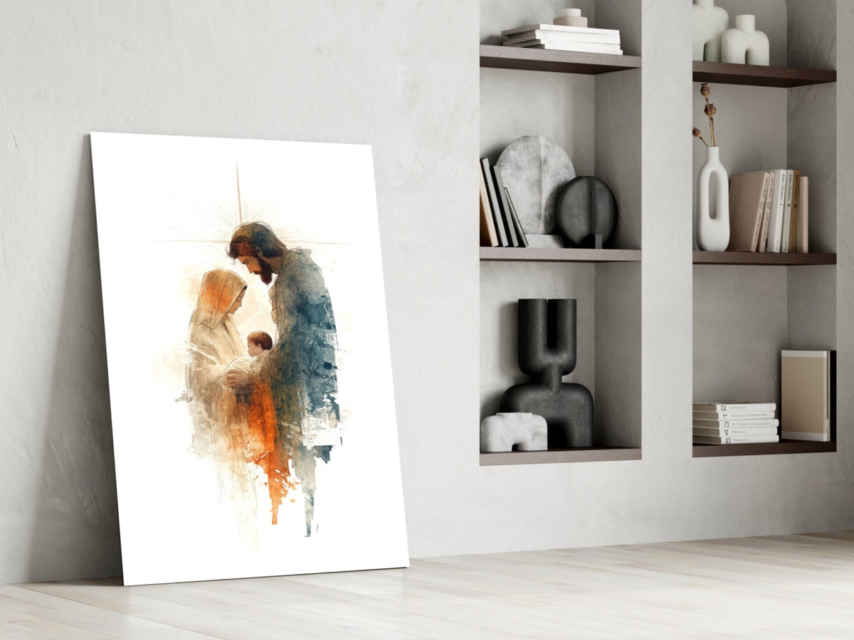 Holy Family Glass Wall Art || Designer Collection