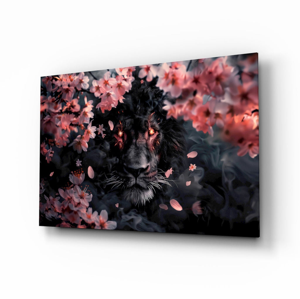 Lion of the Night Glass Wall Art || Designer Collection