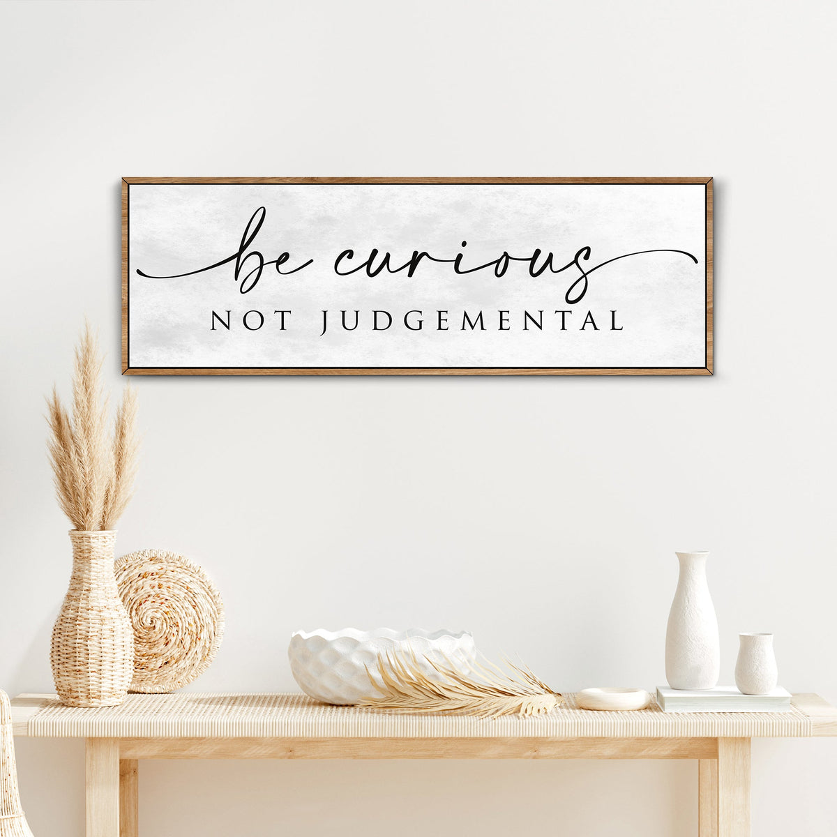 Be Curious Not Judgemental Sign | Inspirational Quote Sign | Modern Farmhouse Decor | Motivational Home Decor | Office Canvas Wall Art (ETSY)