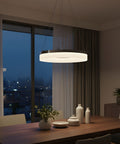 Edge-Lit 16"W 1-Light Round LED Ribbon Chandelier Light Fixture Brushed Nickel Finish