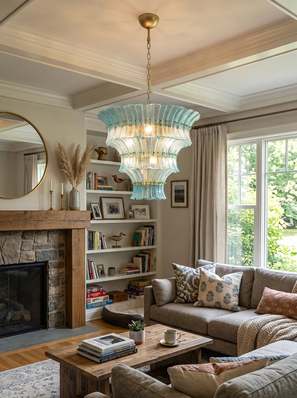 Aquamarine Calyra Tiered Glass Chandelier