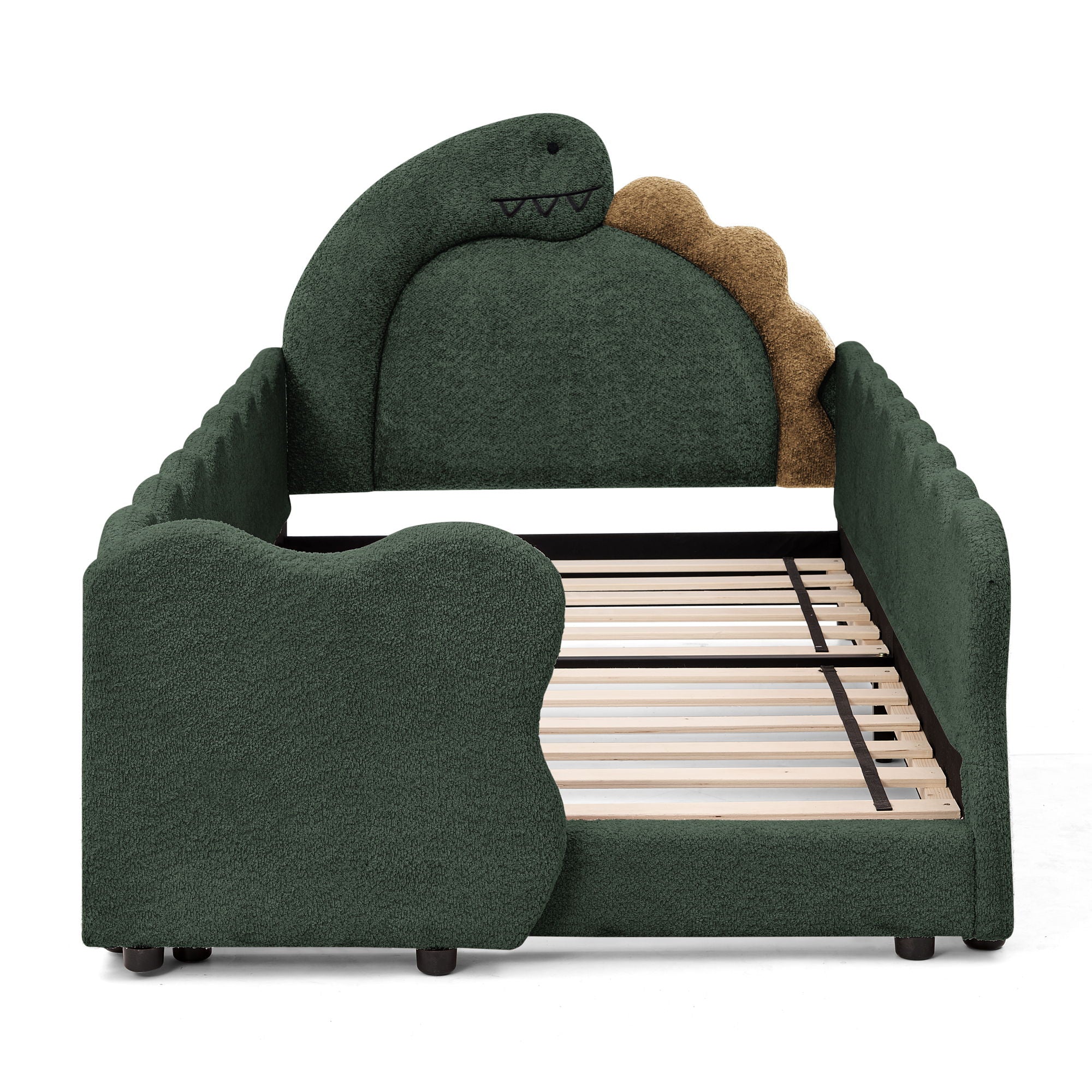 Cute Dinosaur Shaped Bed With Safety Guardrail, Toddler Frame