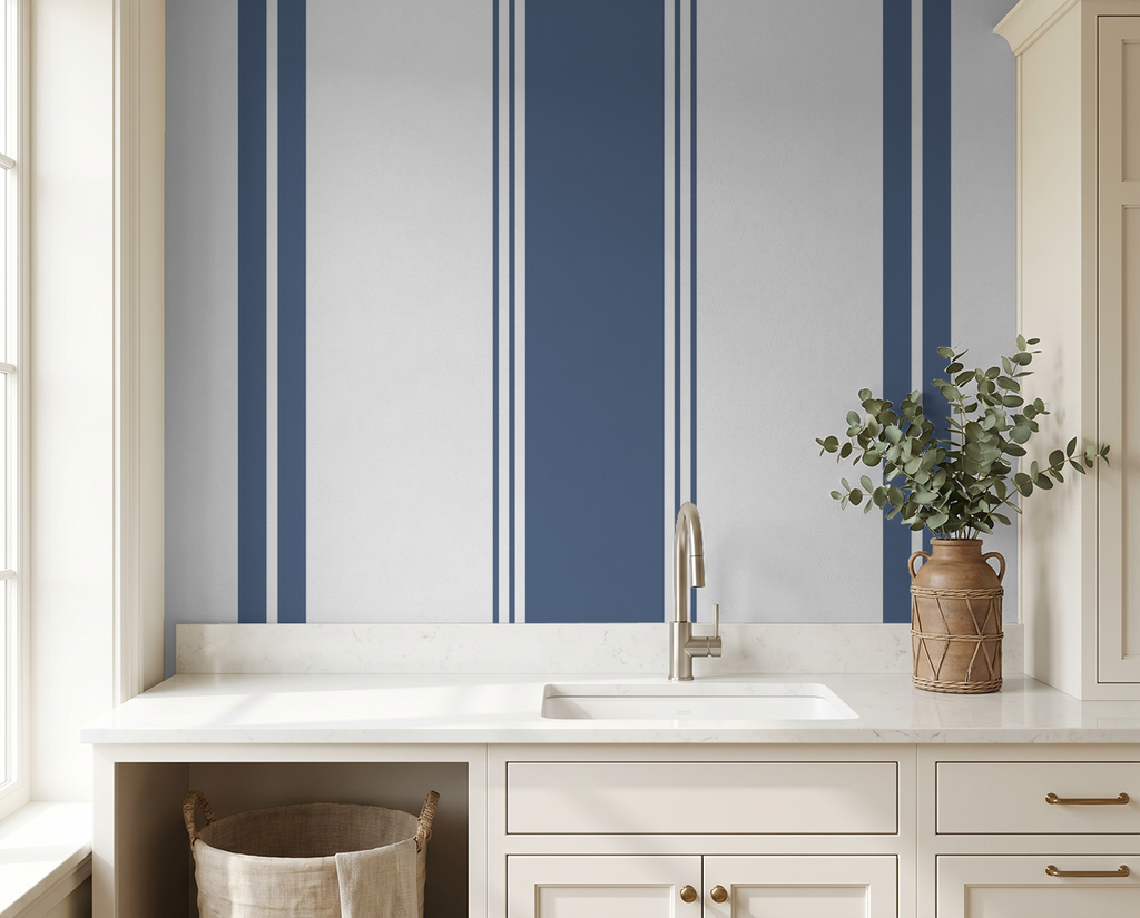 Fletcher Stripe (Blue) Wallpaper