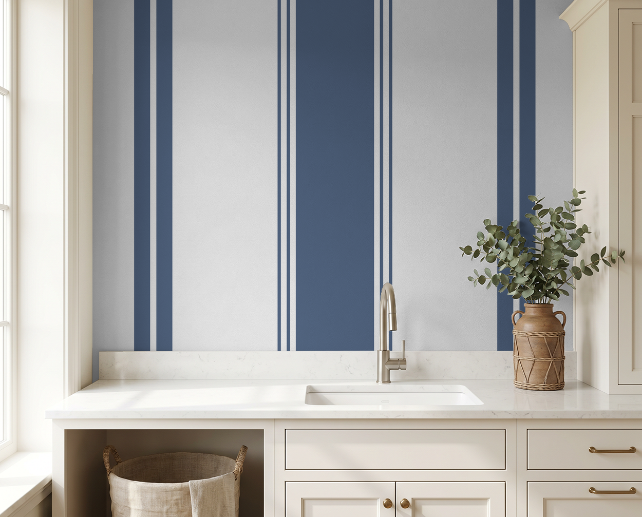 Fletcher Stripe (Blue) Wallpaper