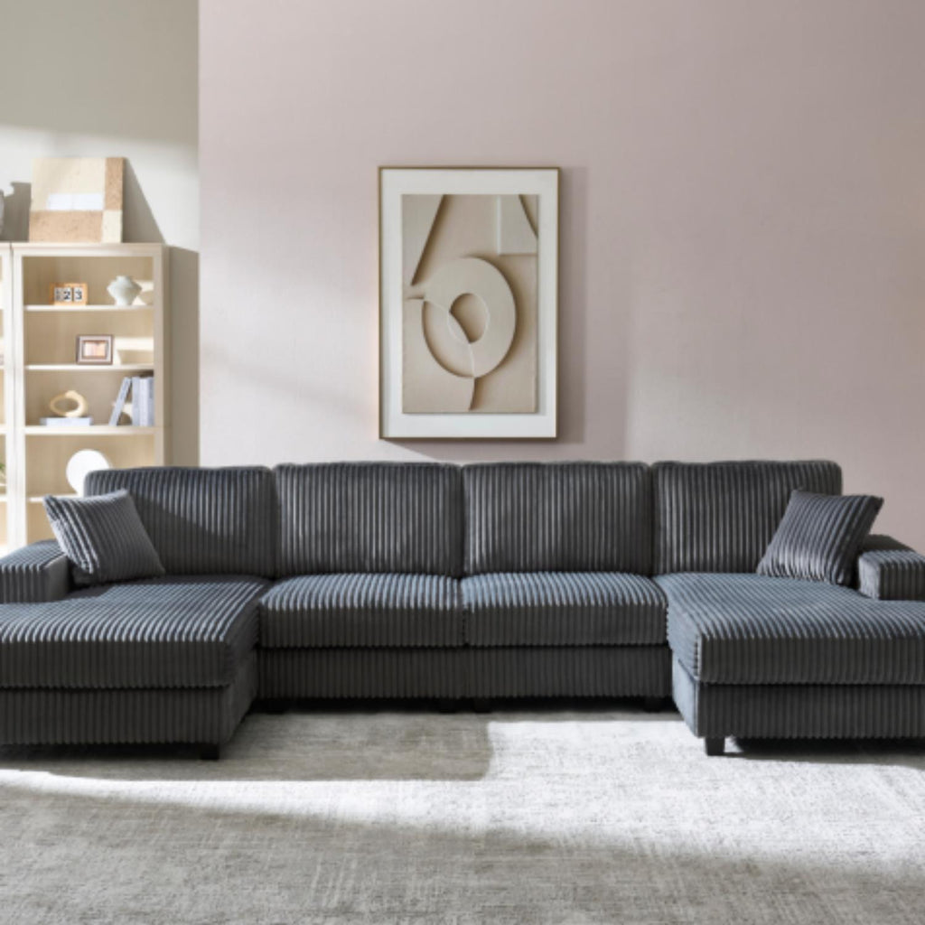 U-Shaped Convertible Sofa, 4 Seater Large Living Room Lounge