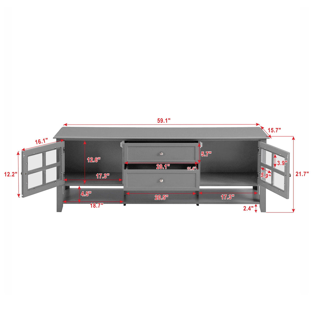 TV Stand, Entertainment Center With Dual Drawers And Hidden Storage, Cabinet With Soft Closing Doors And Sleek Panel Design