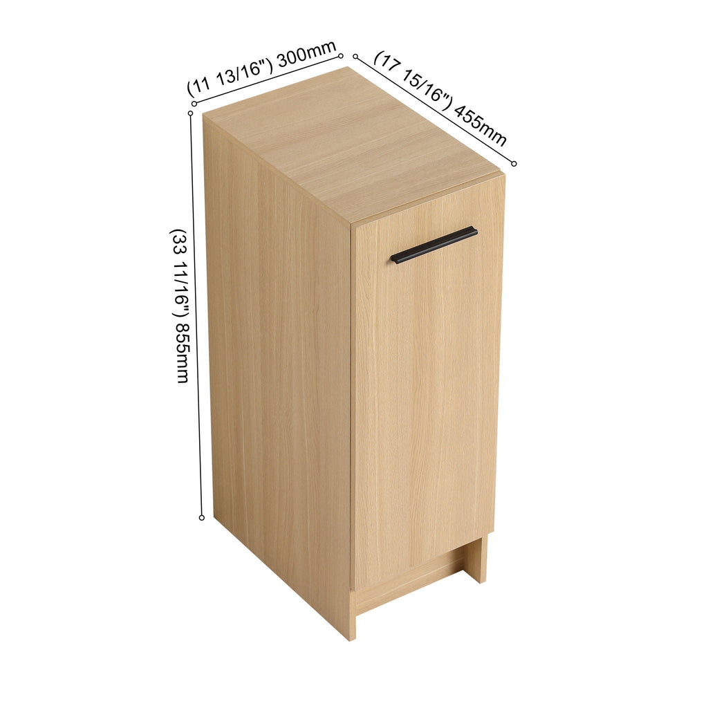 Slim Freestanding Bathroom Storage Cabinet - Light Oak