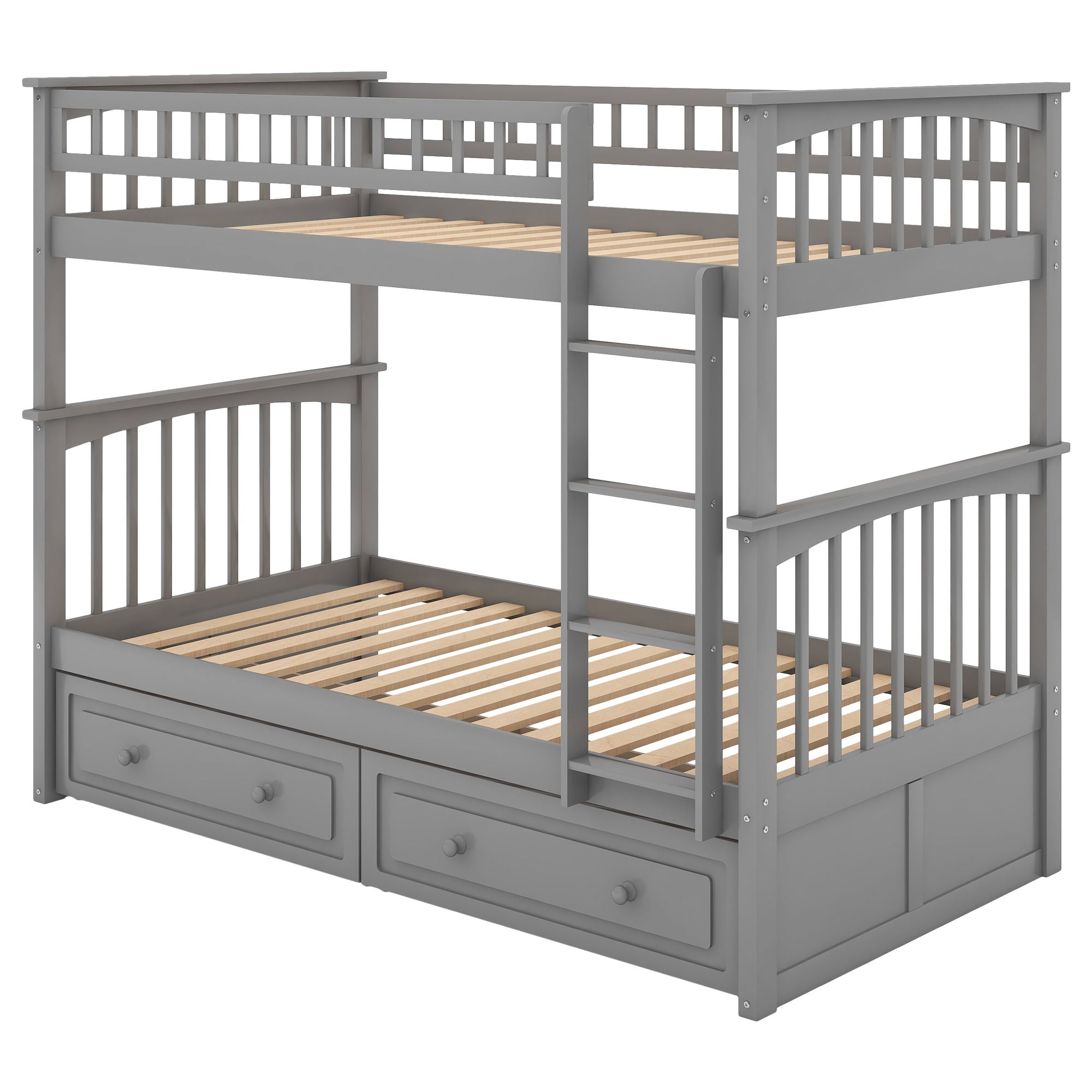 Mystrene - Twin Over Twin Bunk Bed With Drawers, Convertible Beds