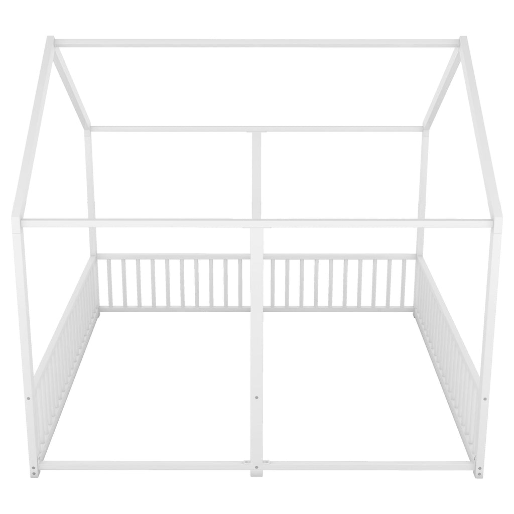 Metal Twin Size House Platform Beds 2 Shared Beds - Antique White