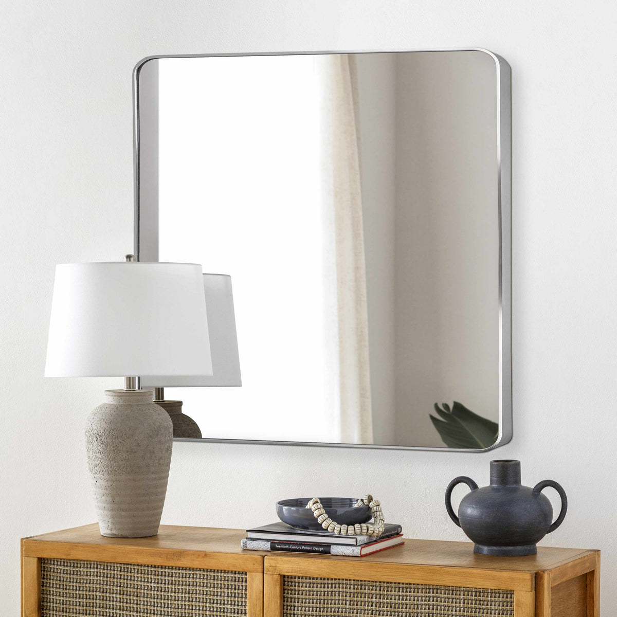 Ockenfels Modern Arched Silver Gray Wall Mirror