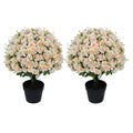 Artificial Snow Lotus Potted Plant, Artificial Floral Decor For Indoor & Outdoor Spaces - White / Pink