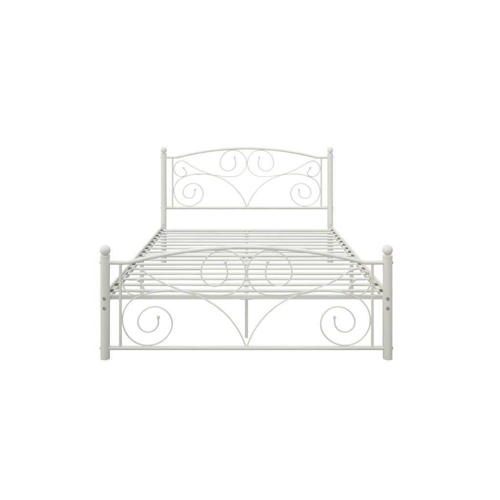 Queen Size Unique Flower Sturdy System Metal Bed Frame with Headboard and Footboard