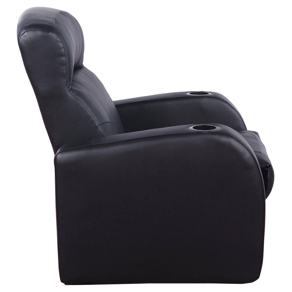 Upholstered Recliner With Cup Holder Comfort Lounge Chair - Black