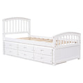 Platform Storage Bed Solid Wood Bed With 6 Drawers