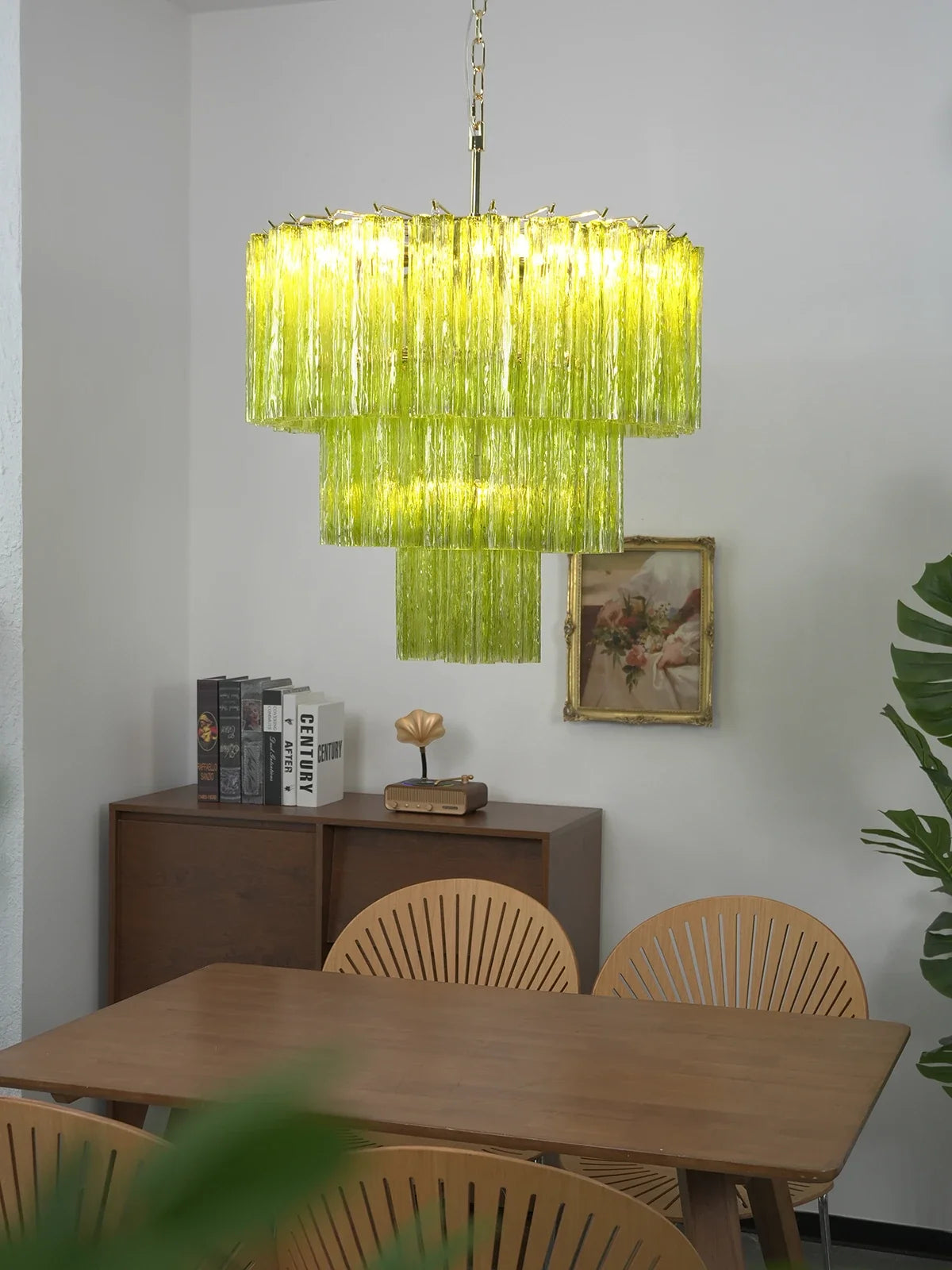 Linden Chartreuse Glass Tube Chandelier