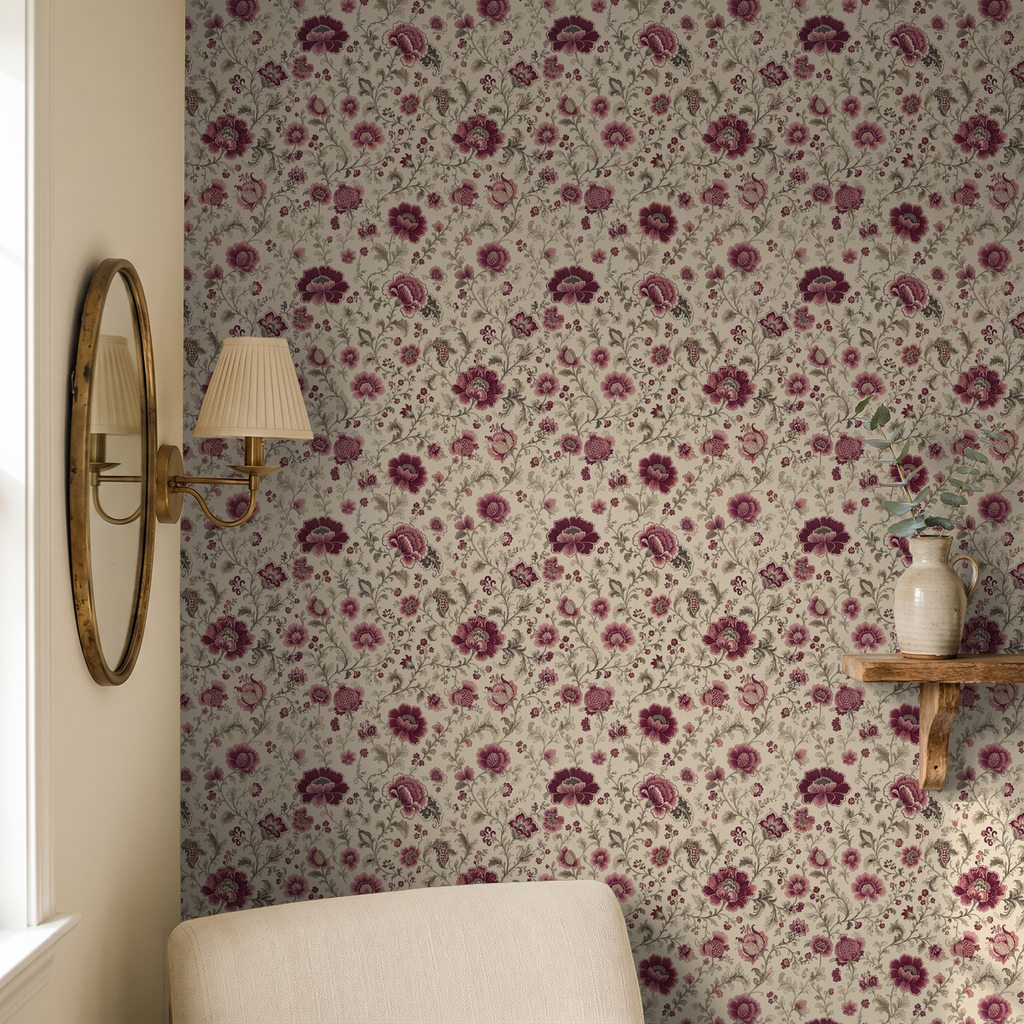 Mulberry Chintz Wallpaper