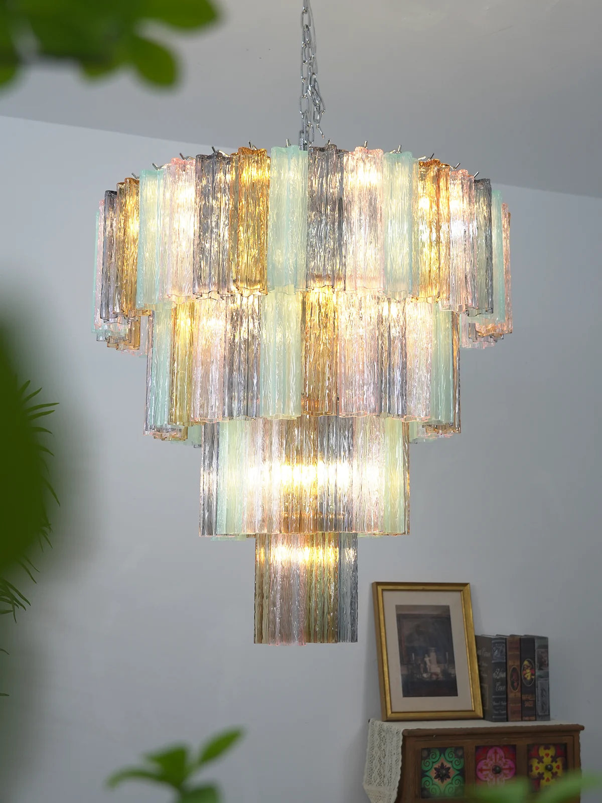 Multi Layered Stained Glass Chandelier
