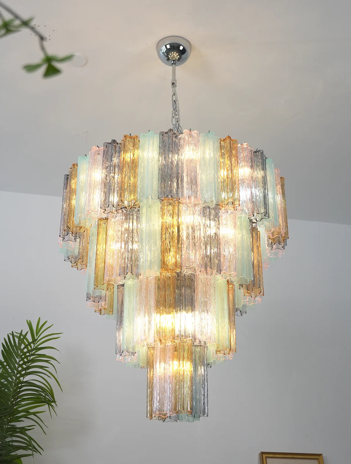 Multi Layered Stained Glass Chandelier