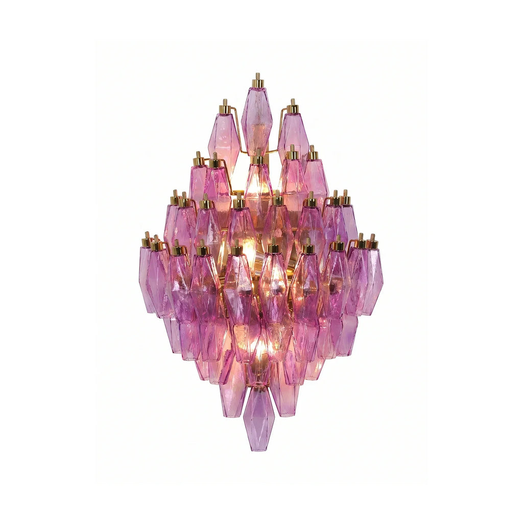 Multifaceted Diamond Purple Glass Wall Lamp
