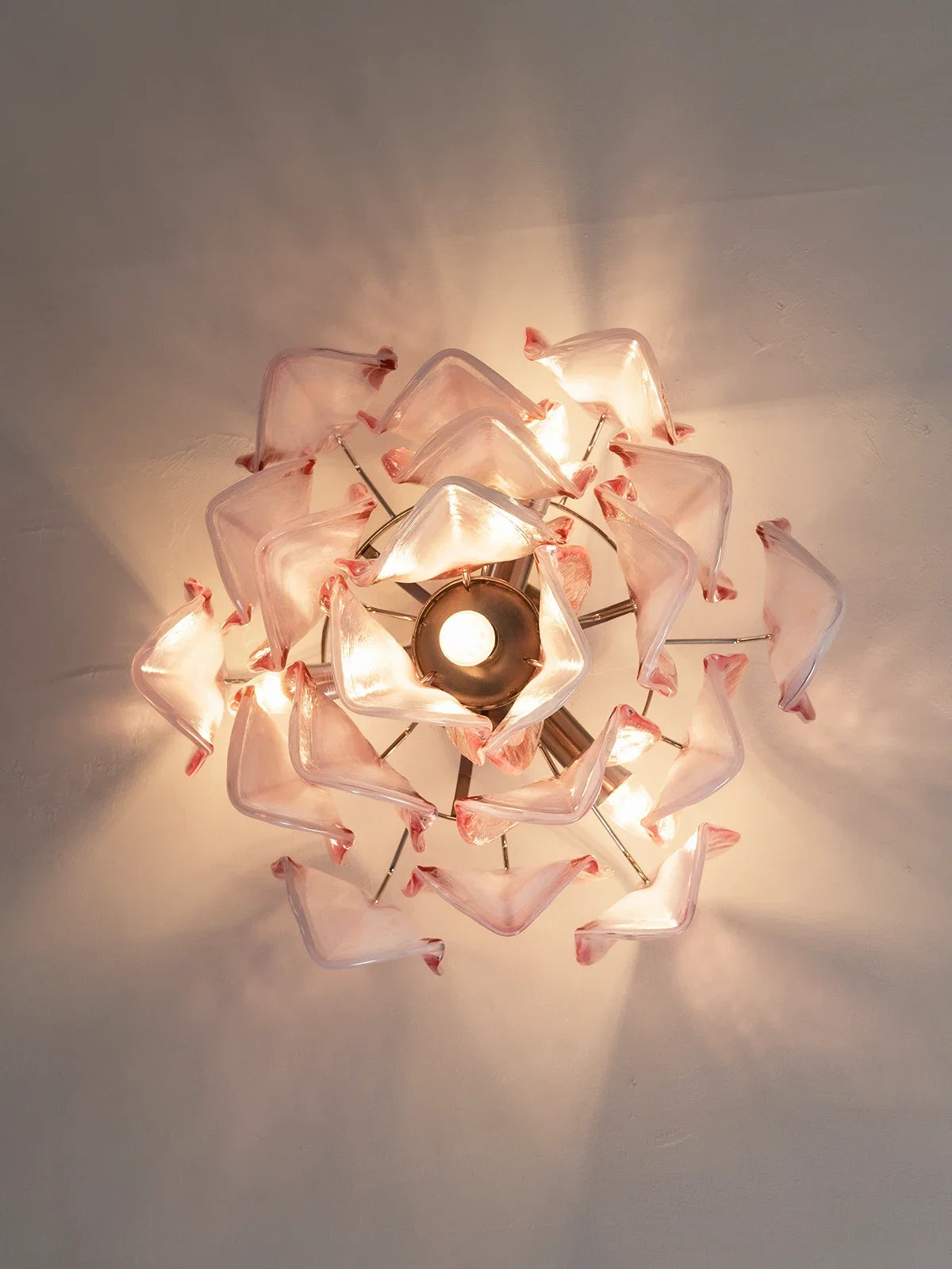 Pink Lotus Textured Glass Ceiling Lamp