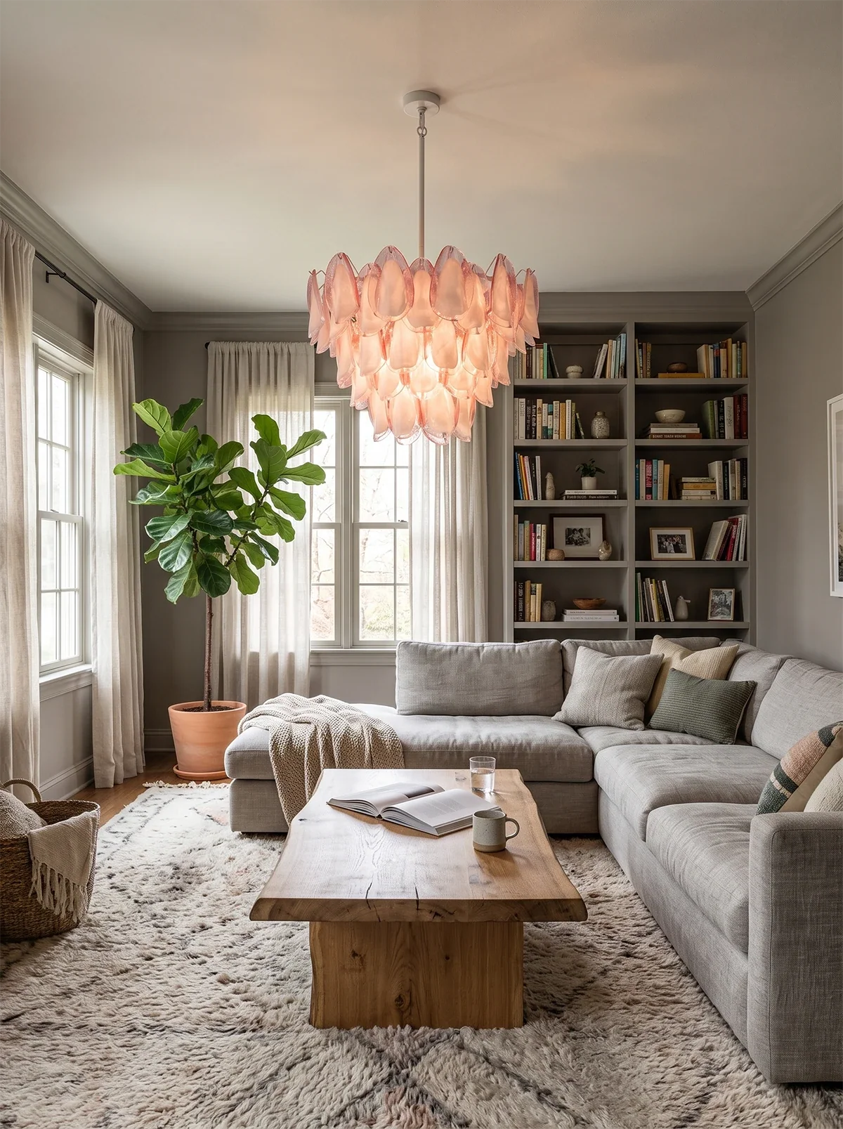 Rosalind Pink Glass Petal Chandelier
