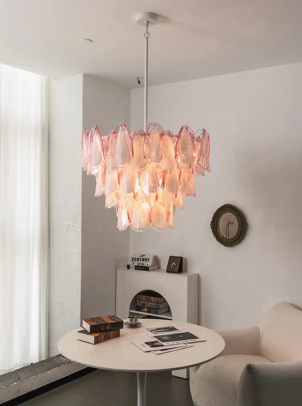Rosalind Pink Glass Petal Chandelier