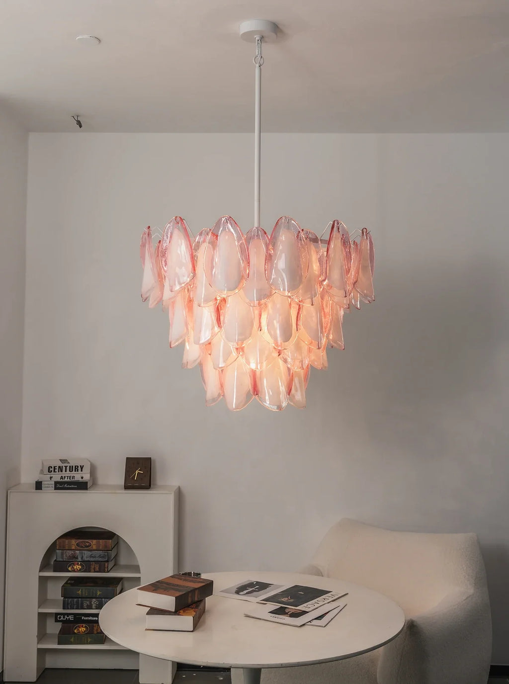 Rosalind Pink Glass Petal Chandelier