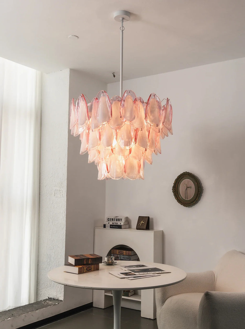 Rosalind Pink Glass Petal Chandelier