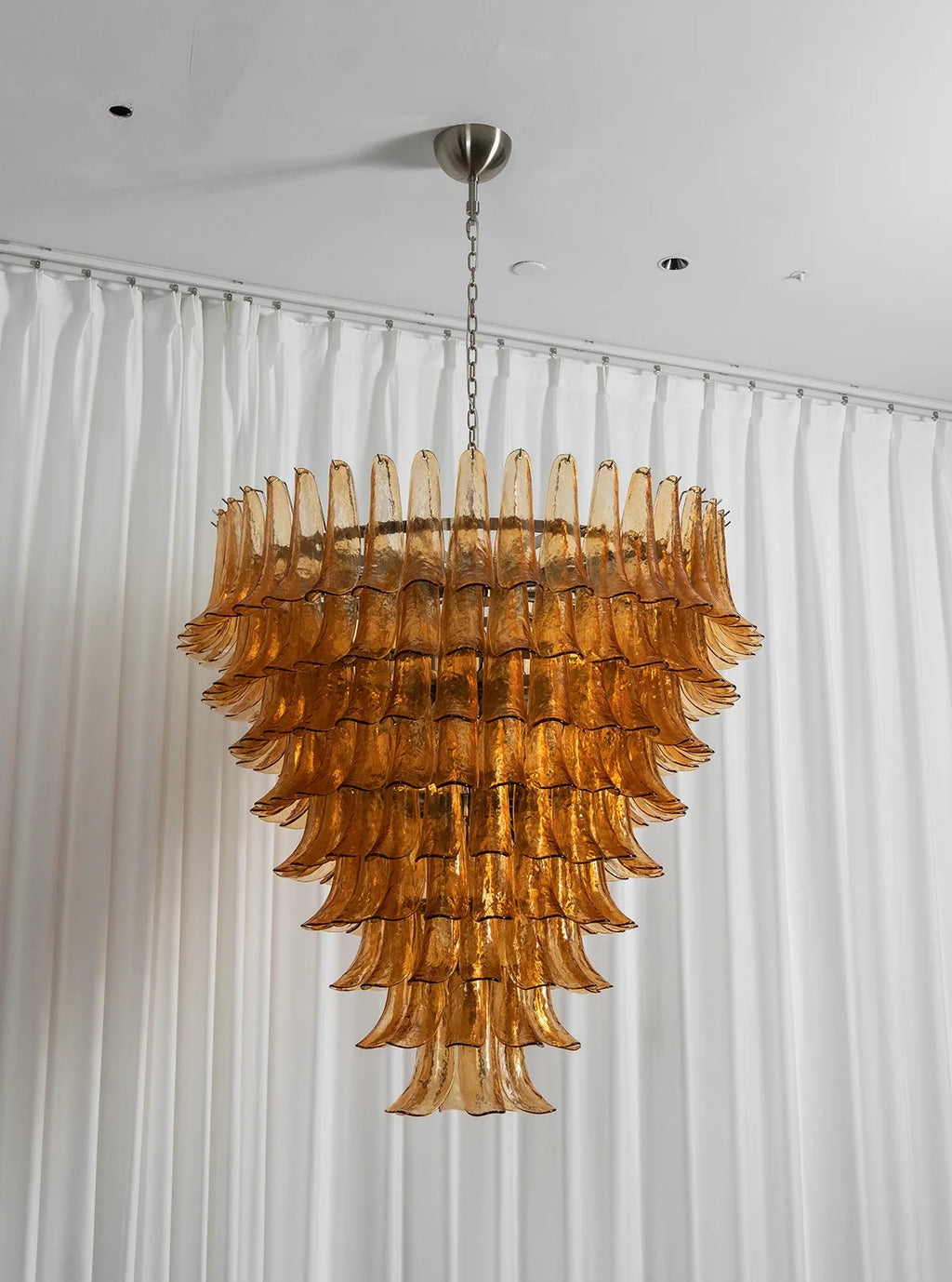 Solene Amber Glass Petal Chandelier