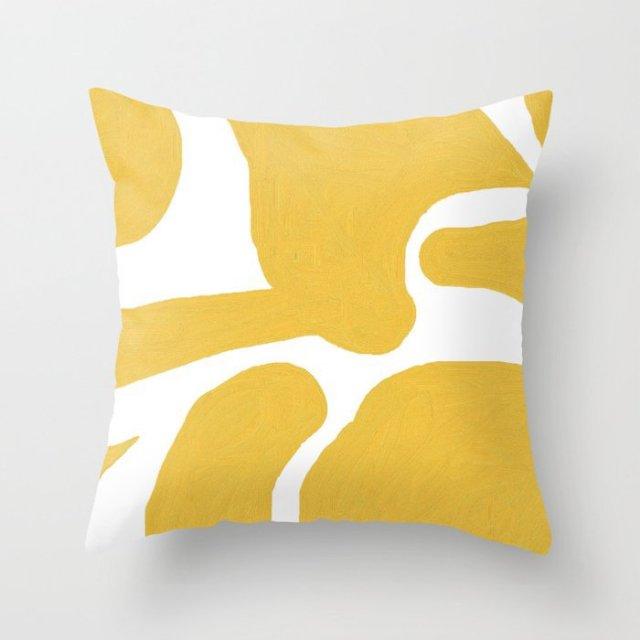Summer Fashion Fresh Yellow Cute Pillows Case Geometry Yellow Pillow Case Cushion Cover Polyester Pillowcase Floral Cushion Case Modern Decorative Pillows For Bed Sofa Couch 45x45CM