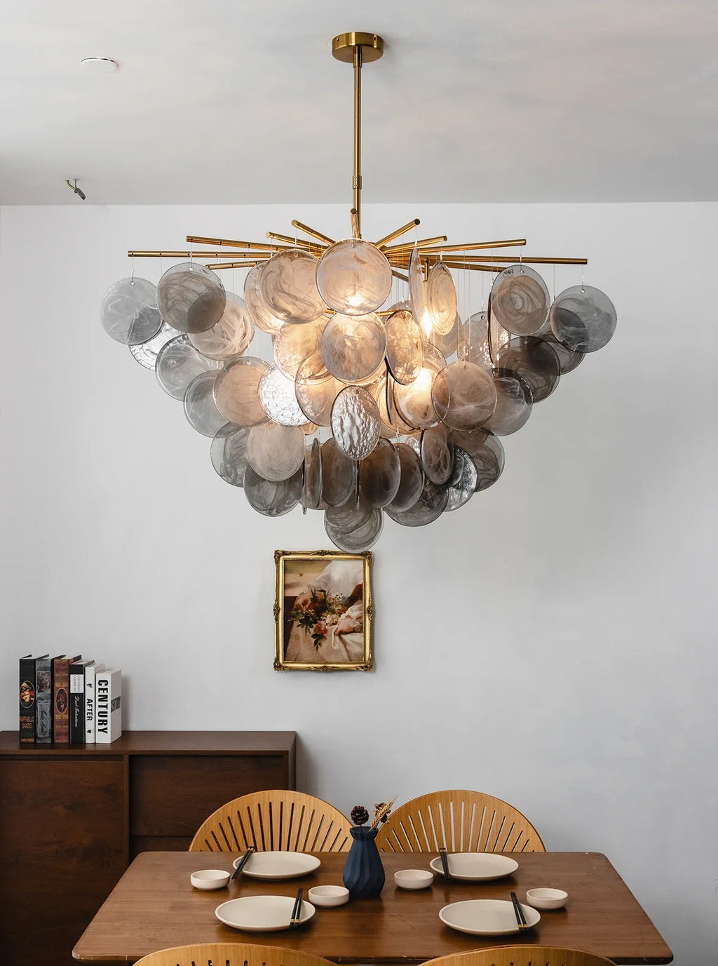 Tempest Smoked Glass Disc Chandelier