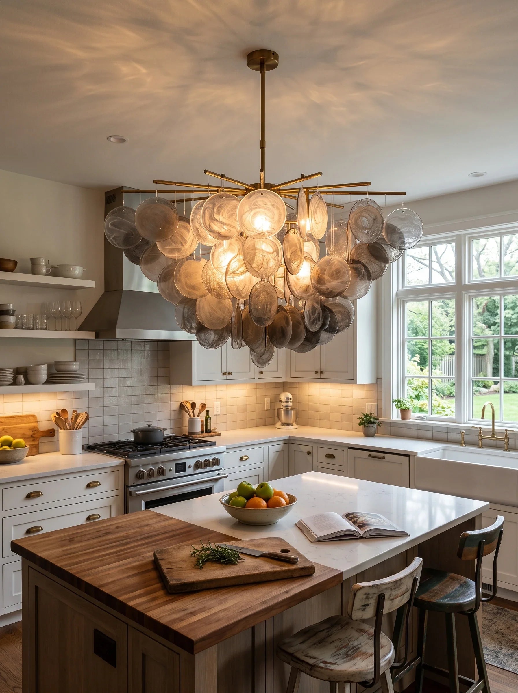 Tempest Smoked Glass Disc Chandelier