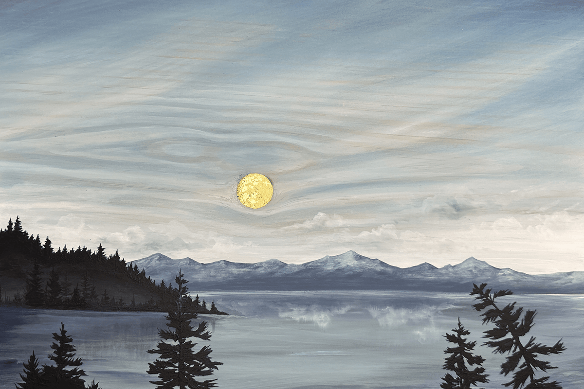 "Tranquil Tahoe" 12x18" Mountain Lake Framed Print