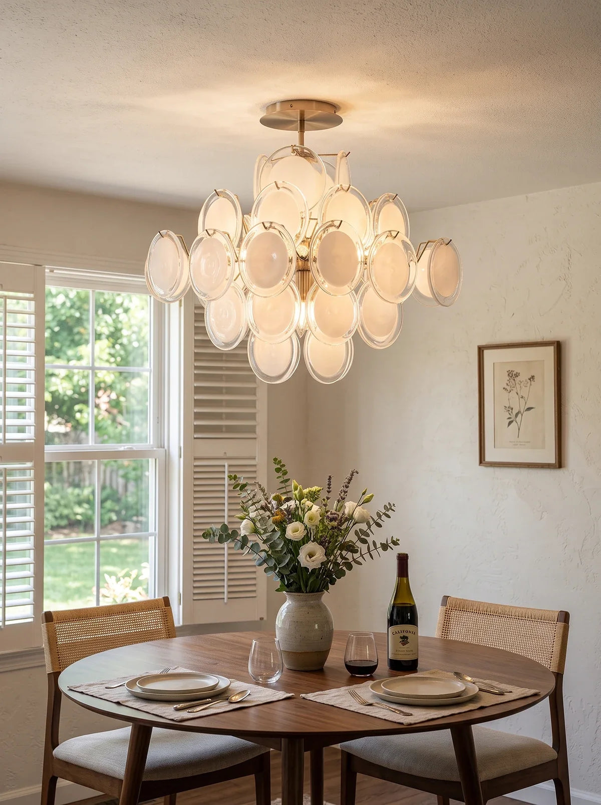 Transparent White Glass Disc Ceiling Light