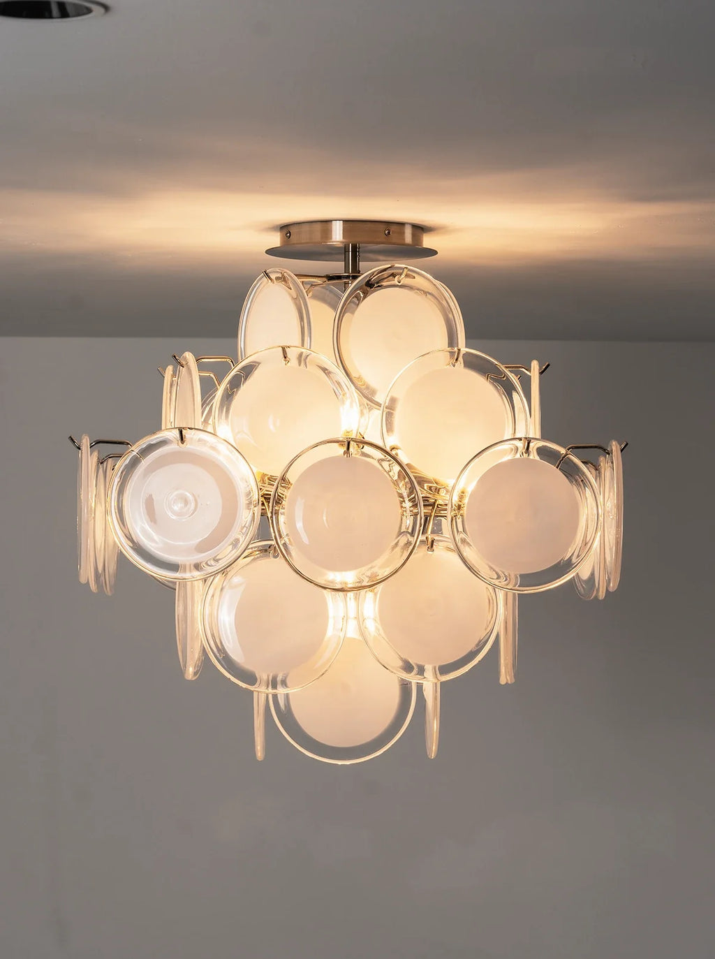 Transparent White Glass Disc Ceiling Light