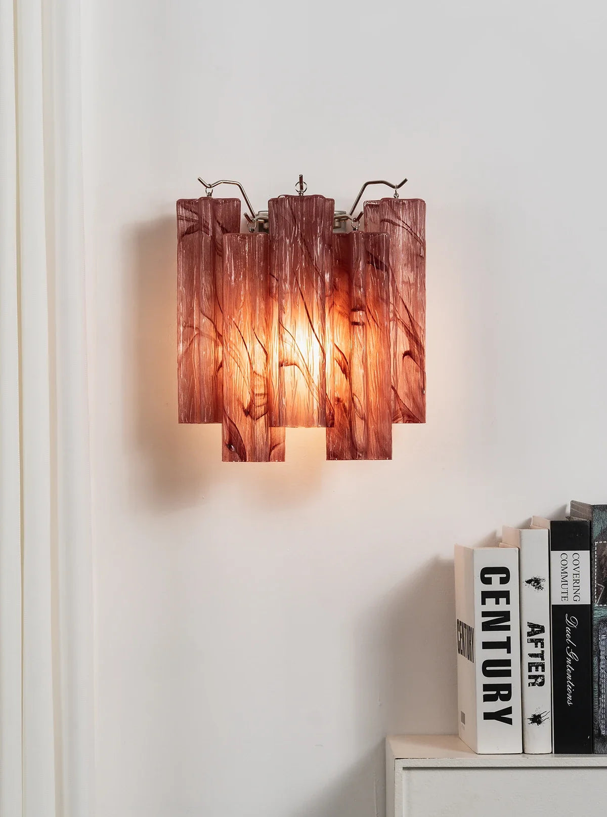 Tronchi Textured Glass Tube Red Wall Sconce