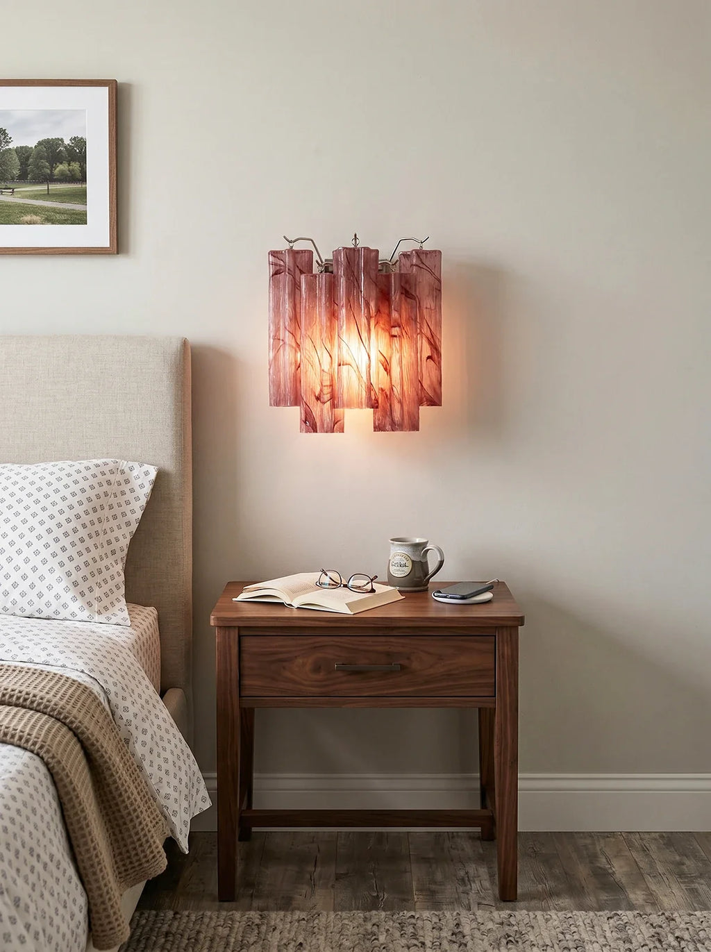 Tronchi Textured Glass Tube Red Wall Sconce