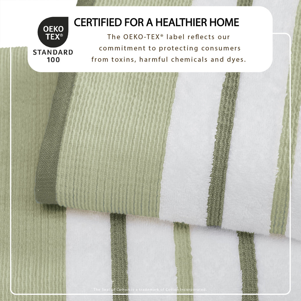 Decorative Cotton Stripe Bath Towel Set - Noelle Collection