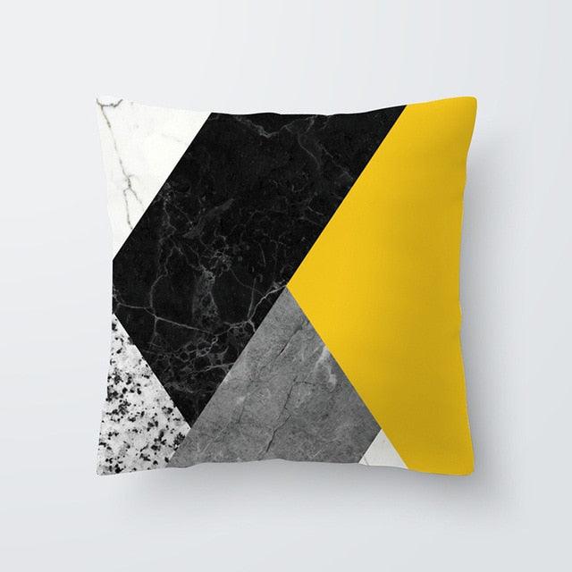 Yellow Pillow Case Cushion Cover Geometric Polyester Pillowcase Home Decorative Yellow Grey Modern Pillow Covers Beautiful Pattern Linen Square Pillow Case For Sofa Couch 45x45CM