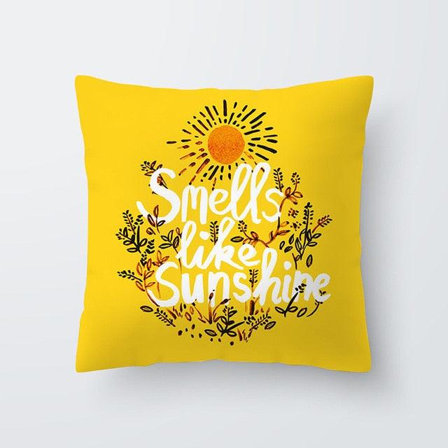 Yellow Pillow Case Cushion Cover Geometric Polyester Pillowcase Home Decorative Yellow Grey Modern Pillow Covers Beautiful Pattern Linen Square Pillow Case For Sofa Couch 45x45CM