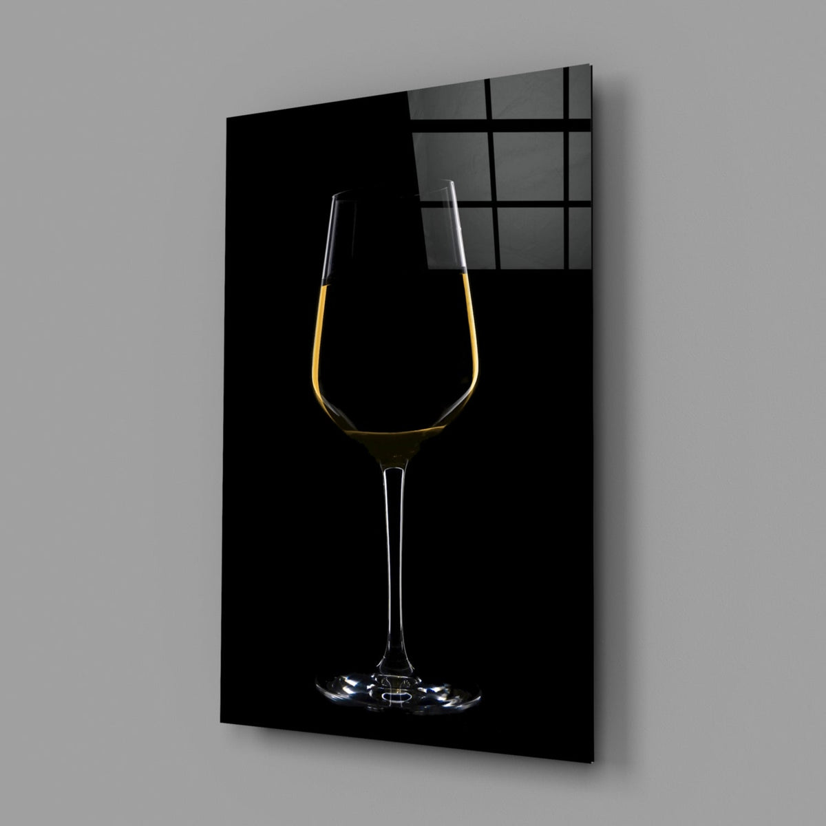 Golden Rim White Wine Glass Silhouette Glass Wall Art